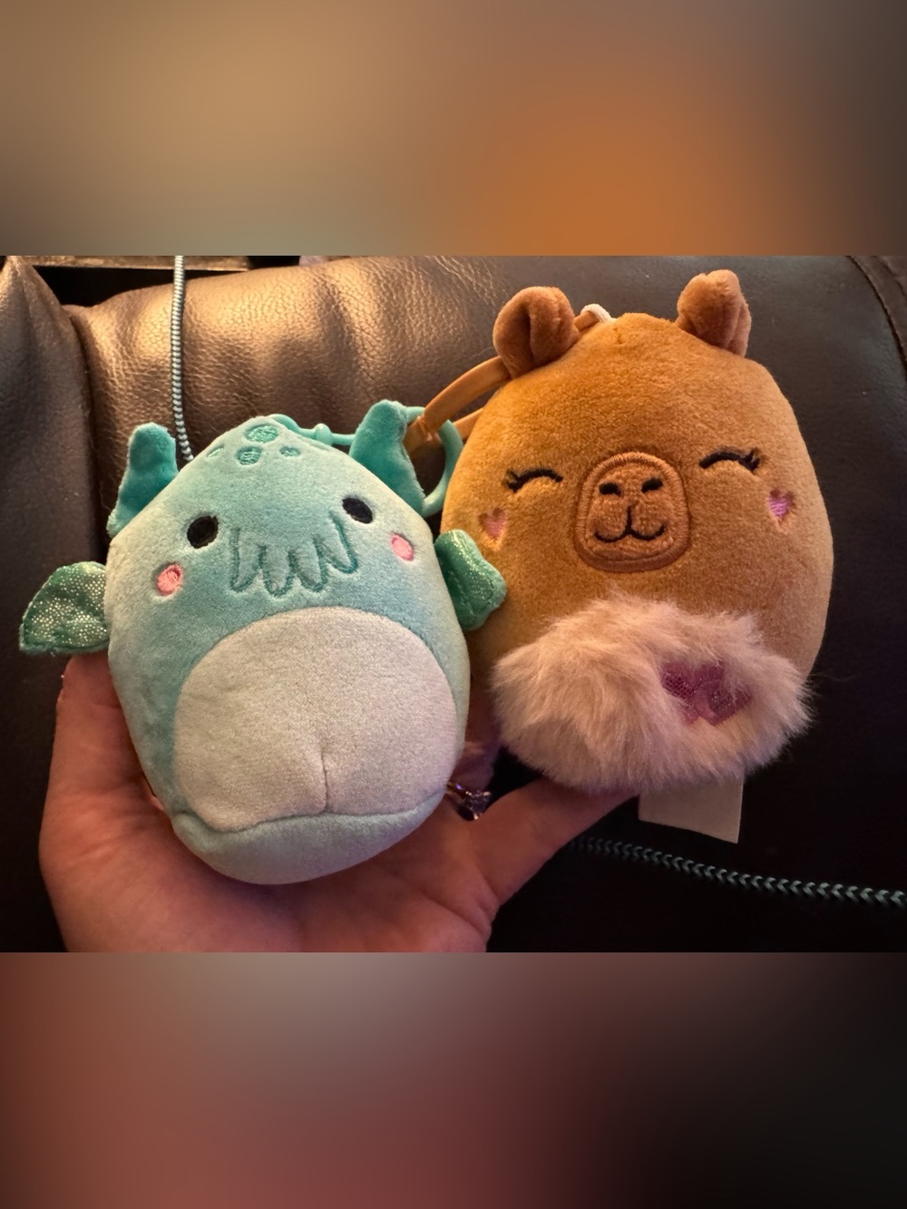 Squishmallows bundle Theotto the 3.5" Clip-On Teal Cthulhu & Lijjian Capybara